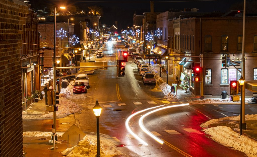 Historic Main Street Stillwater Minnesota at Nightime